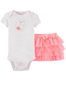 Infant Girls Pink Bunny Rabbit Baby Polka Dot Easter Bodysuit & Tutu Skirt 6m - Picture 1 of 1