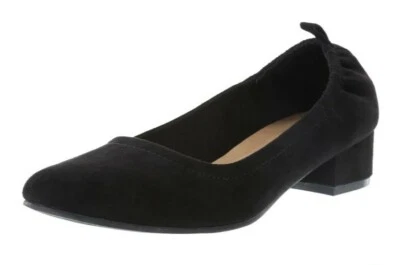 Zapatos Brash Para Mujer Abby Negros Imitación Gamuza Largo Vamp Scrunch Tacón 11 Anchos  Foto 1 de 4