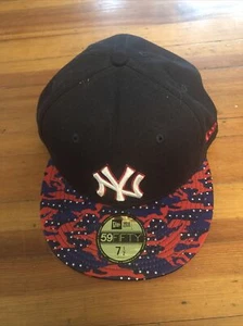 New Era 59Fifty New York Yankees Blue Hat Camo Star Visor Size 7 1/2 - Picture 1 of 4