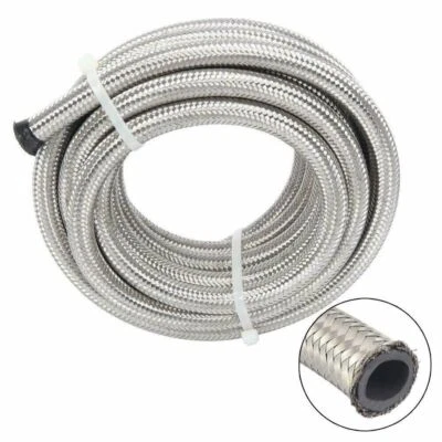 4AN/6AN/8AN/10AN/12AN Stainless Steel Braided CPE Fuel/Oil/Gas Hose Line Silver - Image 1 of 4