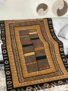 Fama Brown Handmade Mudcloth Segou Blanket Bogolan Textile Bedsheet Boho Decor - Picture 1 of 10