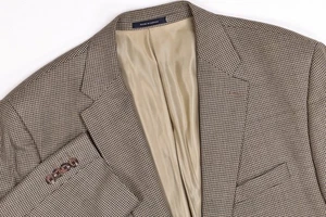 Vintage Lauren Ralph Lauren hellbraun Hahnentritt Seide/Wolle Blazer Sakko 50 L - Bild 1 von 14