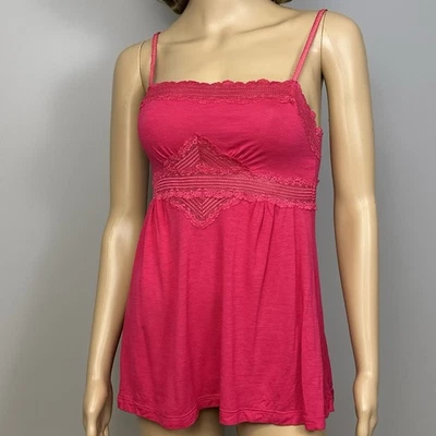 Eberjey Camisole Women's Size Medium Cami Sleep Top Shirt Fuchsia Pink Lace - Image 1 of 4