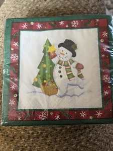 Longaberger Körbe Neu Packung Bluster The Snowman Papierservietten Weihnachten - Bild 1 von 5