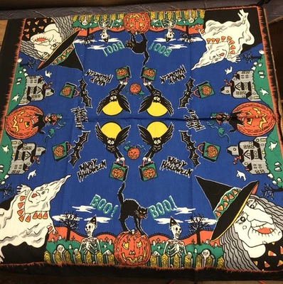 Vintage Paris Halloween Bandana/Scarf 20 X 20” Skeltons, Ghost, Black Cats, Owls - Image 1 of 4
