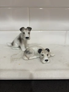 Vintage Germany Pfeffer Gotha porcelain 2 Figurines Fox Terriers - Picture 1 of 7