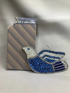 Avon Christmas Ornaments Shimmering Holiday Blue Dove 1980s - Picture 1 of 4