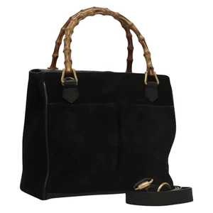 Gucci Bamboo Black Suede Handbag Authentic - Picture 1 of 23