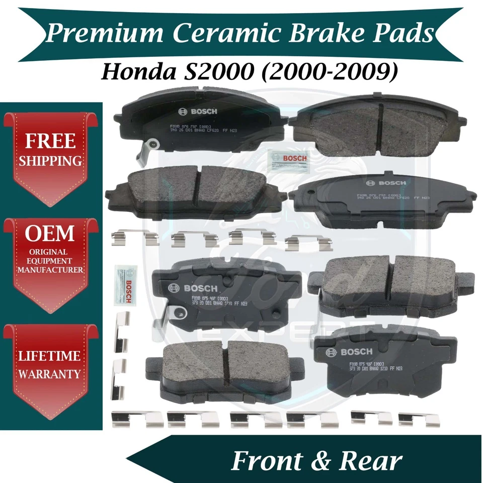 Kit de pastillas de freno delanteras y traseras de cerámica Bosch OEM para Honda S2000 2000-2009 Foto 1 de 4