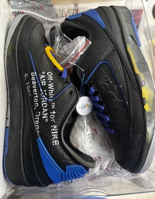 Tamanho 10 - Off-White x Air Jordan 2 Retro SP Preto Baixo Varsity Royal - Imagem 1 de 4