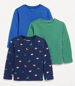 New Old Navy Toddler 18-24 3 pack Long Sleeve Shirts Blue Green Unisex Dinosaur - Picture 1 of 4
