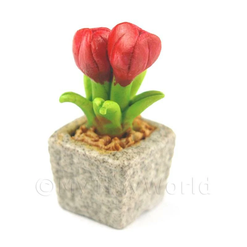 Miniatura Fatto A Mano Rossi Ceramica Colorata Fiore - Immagine 1 di 1