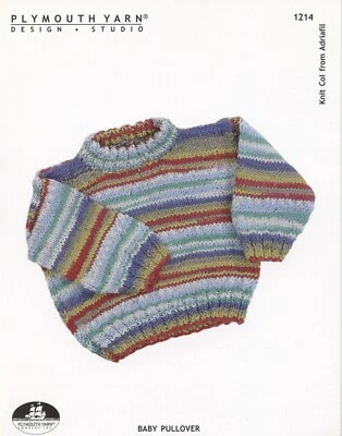 Plymouth Yarn KNITTING PATTERN 1214 Baby Pullover Sweater 0-18mos - Image 1 of 2
