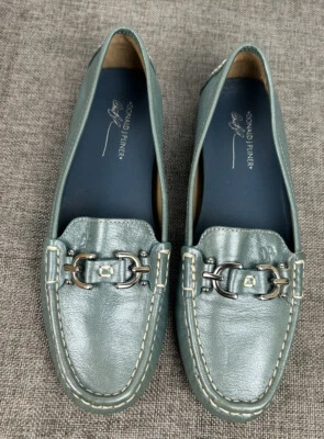 Donald J Pliner Mujer Viky Driver Mocasines Espuma de Mar Verde Metálico 7.5N Foto 1 de 4