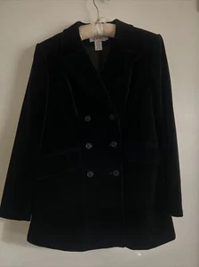 Isaac Mizrahi Women's Black Velvet double Button Front Blazer Sz 6 - Picture 1 of 8