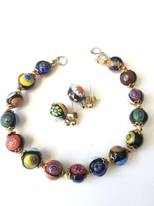 Vintage Millefiori Armband und Ohrring Set - Bild 1 von 4