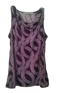The Limited Sz XS Plum/White Print Sleeveless Top~Slouch Neck Stretch - Picture 1 of 1