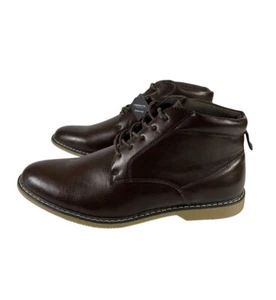 Mens London Fog Leather Chukka Boots Brown With Memory Foam Soles $120 MSRP - Picture 1 of 10