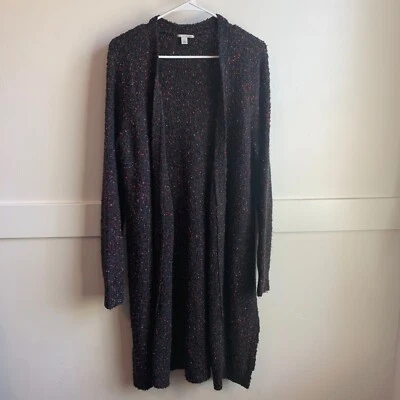 Cárdigan largo halógeno negro con motas moradas y rojas talla grande Foto 1 de 4