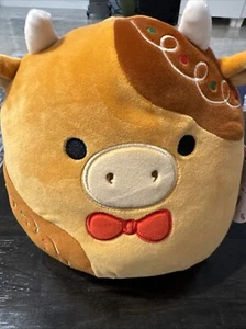 NUEVO CON ETIQUETAS Squishmallow 8” Jericó Pan de Jengibre Vaca de Navidad - Imagen 1 de 7