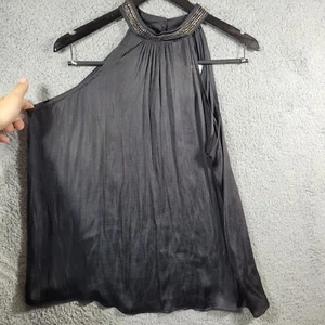 Torrid Black Halter Tank Top Sleeveless Beaded Neckline Women's Size 0 (L) NEW - Picture 1 of 6