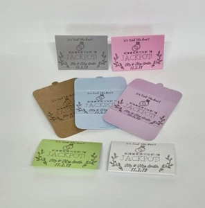 10 Personalised Scratchcard/Lottery Ticket Holders Wedding favours - Picture 1 of 5