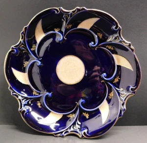 German JLMENAU Graf Von Henneberg Porzellan Kobalt Cobalt Blue Plate 12 1/8" Wid - Picture 1 of 13
