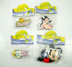 DISNEY 3 Broschen Pins & 1 Haarspange Leichtholz Mickey Mouse Daisy Duck (K39)