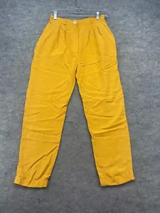 Adrienne Vittadini Hose Größe 10 gelbe Seidenhosen Vintage plissiert gefesselt - Bild 1 von 8