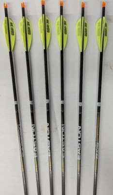 6 Easton Axis "Long Range" Match Grade 340 4mm Carbon Arrows! AAE Hybrid Vanes - Image 1 of 3