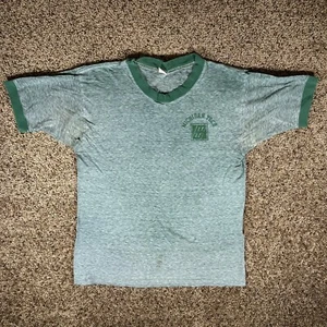 Vintage Michigan Tech 70s Thin Distressed Burnout Ringer Shirt Size S - Picture 1 of 8