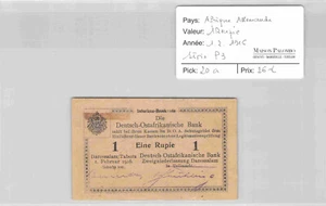 África Alemana - 1 Rupia - 1/2/1916 - Série P3 - Pick 20a - N º 61318 - Imagen 1 de 2