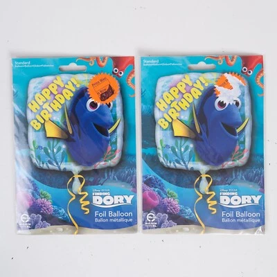 2 Disney Finding Dory Happy Birthday Square Foil Party Balloons 17" Anagram USA - Image 1 of 2
