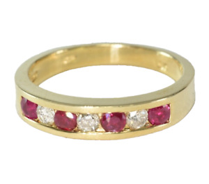 14k Solid Gold Natural Diamond  Ruby Ring Engagement Wedding