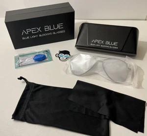 APEX BLUE Blue Light Blocking Lenses for Gaming and Computers Aviator Style - Picture 1 of 9