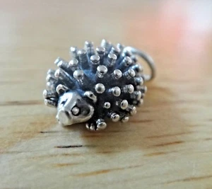 Sterling Silver 3D 16x11mm Animal Hedgehog Porcupine Charm - Picture 1 of 7