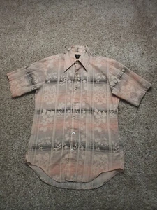 Vintage JcPenny Shirt Medium Size 14.5 Men Floral Short Sleeve Pointy Collar 70s - Picture 1 of 9