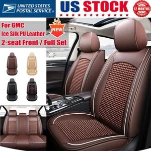 For Chevrolet Silverado GMC 1500 2500HD 3500HD Ice Silk Leather Car Seat Covers - Picture 1 of 32