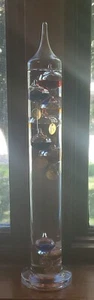 Vtg Galileo Glass Tube Scientific Thermometer- 15inc Tall Floating Colored Balls - Picture 1 of 4