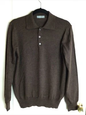 Mario Caldi Jersey Marrón Tres Cuartos Botón Cuello 100% Lana S/M Foto 1 de 4
