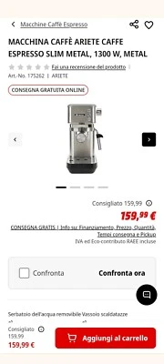 Ariete Espresso Slim Metal 1381/10 Macchina da Caffè-espresso- Argento - Immagine 1 di 4