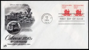 Scott #1905 Railroad Caboose (02/03/1984) Artcraft Coil Pair FDC Chicago IL - Picture 1 of 1
