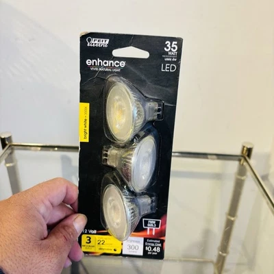 Feit LED Light 35-Watt Equivalent MR16 GU5.3 Bi-Pin 12-Volt White 3-pack NEW - Image 1 of 4