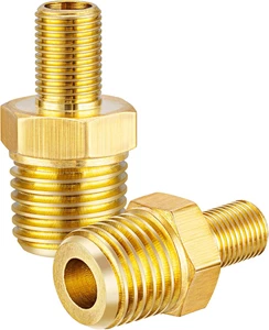 Messing Luftfüller Adapter, 1/4" NPT (M) auf Standard Schrader Ventil (M), Reifen in - Bild 1 von 12