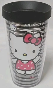 Tervis Stripes Hello Kitty 16 Ounce Insulated Tumbler With Black Lid Made In USA - Picture 1 of 12