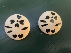 Vintage Painted Abstract Round Stud Costume Earrings 80s Jewelry - Picture 1 of 2