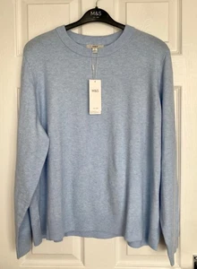 NUEVO M&S Jersey Azul Hielo Reciclado Mezcla de Poliéster Hilo de Aire Cuello Redondo Talla XL - Imagen 1 de 3