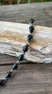 D’joy Sterling Silver Bracelet with Black Spinel - Picture 1 of 7