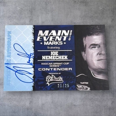 Joe Nemechek PACK PULLED NASCAR signed card 2010 MAIN EVENT MARKS BLUE #21/25 - Image 1 of 2