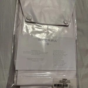 Sferra Diamante StandarPillowcases Pair With Ribbon & Macrame Lace Cotton Sateen - Picture 1 of 4